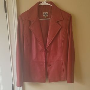 Shaver Lake Hot Red Genuine Leather Blazer Jacket Coat Size M